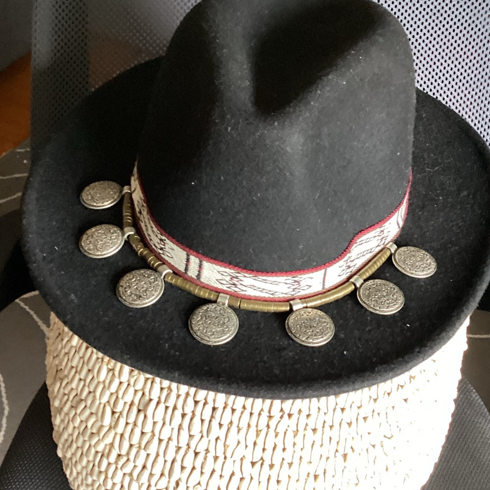 Zara Black Hat with Silver Accents